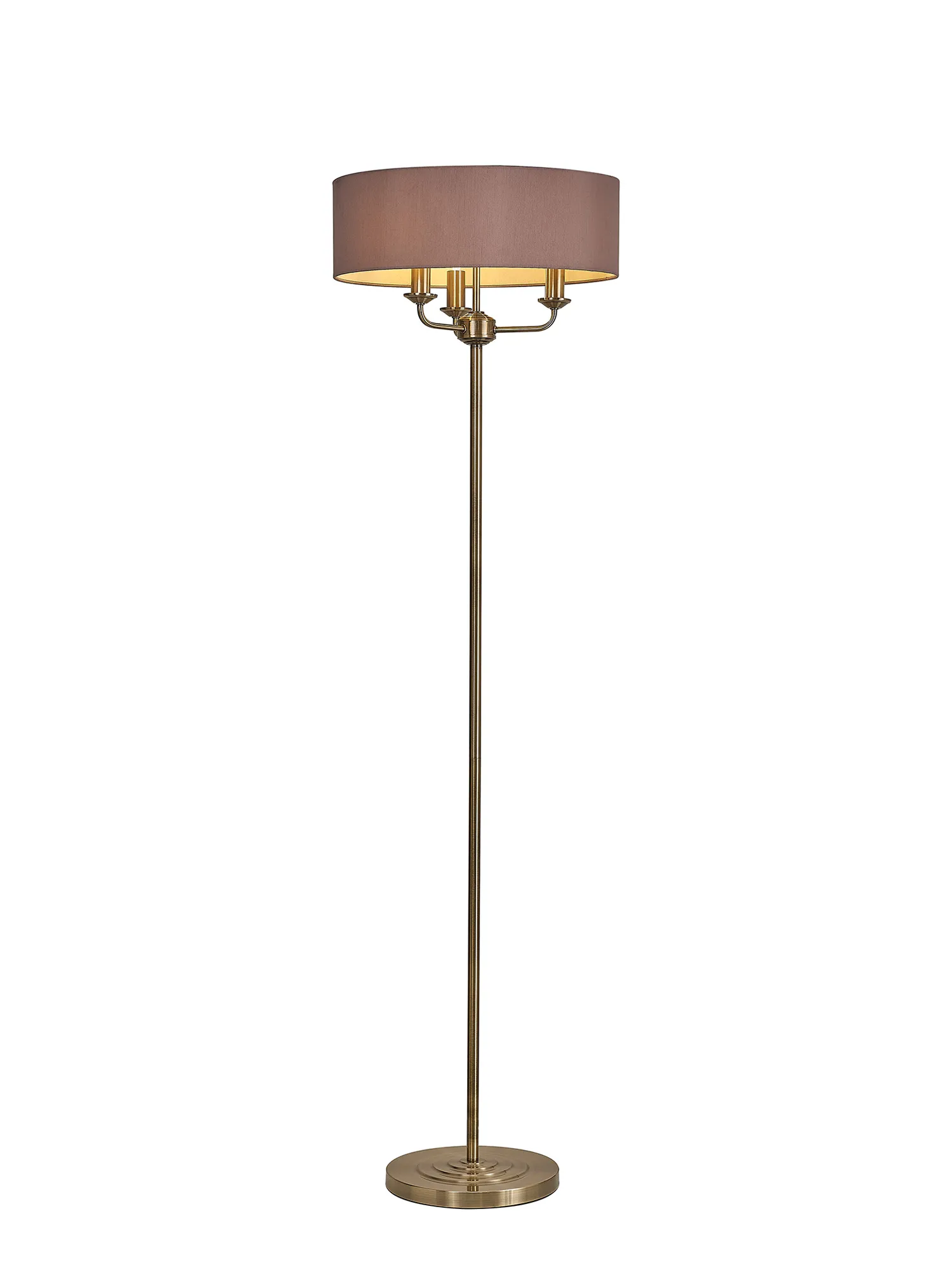 Banyan 45cm 3 Light Floor Lamp Antique Brass, Taupe